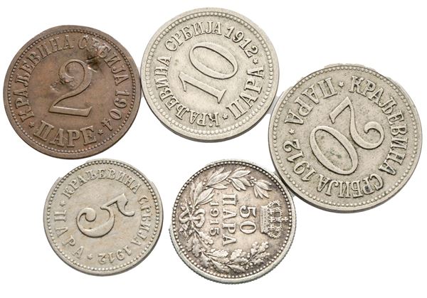 JUGOSLAVIA. Lotto di 5 monete. Nominali, metalli, date e conservazioni varie.