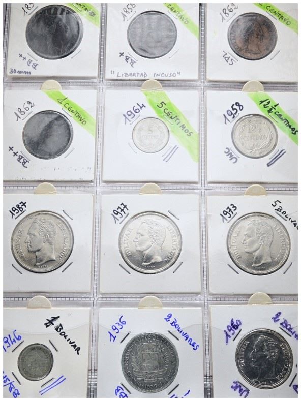 Monete della Repubblica Bolivariana del Venezuela, lotto di 12 monete in metallo, vari nominali e...