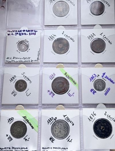 Collezione di 11 monete peruviane, vari nominali e metalli