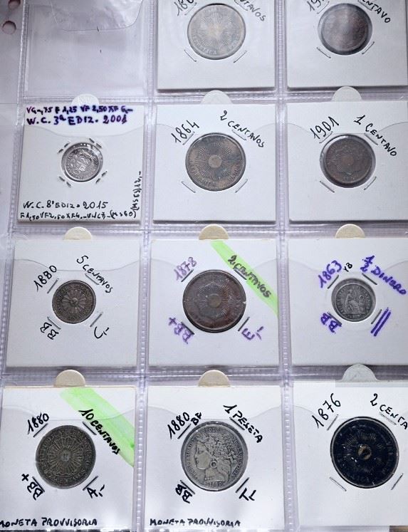 Collezione di 11 monete peruviane, vari nominali e metalli