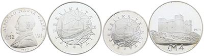 Malta, Lotto di 2 monete da 2 e 4 lire, 1975, Argento, FDC