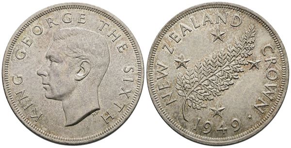 NUOVA ZELANDA. Giorgio VI (1936-1952). Corona 1949. Ag; 28,28gr; KM 22; SPL/FDC