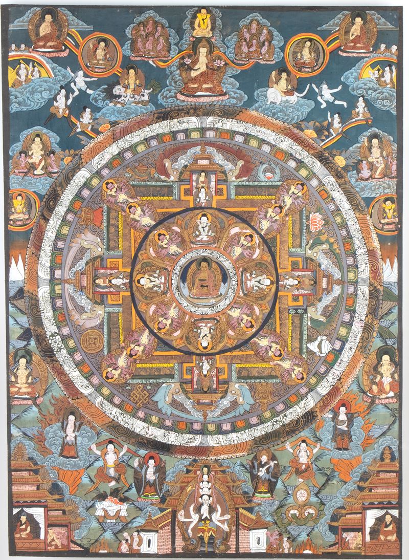 Thangka su seta, Mandala, Tibet, XX secolo