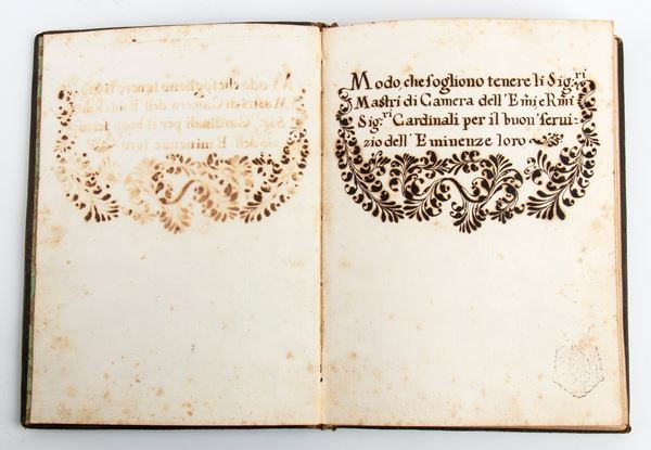 MANOSCRITTO Modo, che sogliono tenere li signori maestri di Camera dell’Emi. E R.mi Signori cardinali per il buon servizio dell’Eminenza loro