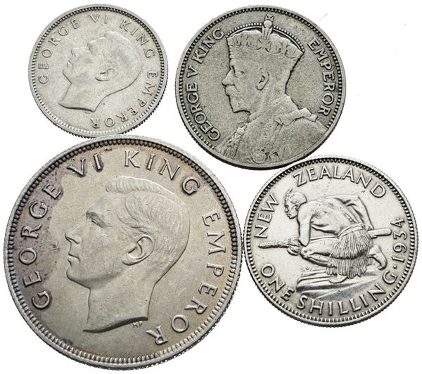 NUOVA ZELANDA. Lotto di 4 monete. Ag; Nominali, date e conservazioni varie.