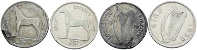 Irlanda, Lotto di 2 monete da 1/2 corona del 1928 e 1939, Argento