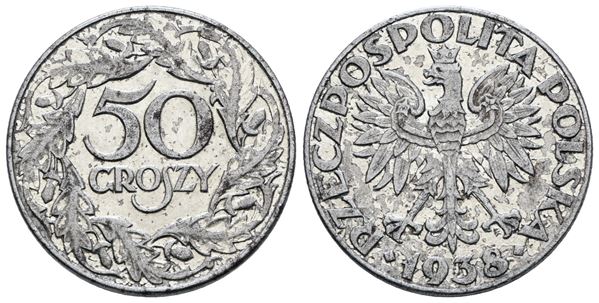 POLONIA. 50 groszy 1938. Fe; 5gr; Y 38; BB