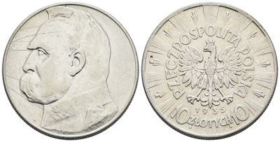 Polonia, 10 zlotych 1935, Argento (22 gr), BB