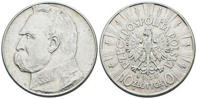 Polonia. 10 Zlotych 1938. Ag; 22gr; Y 29; Bb