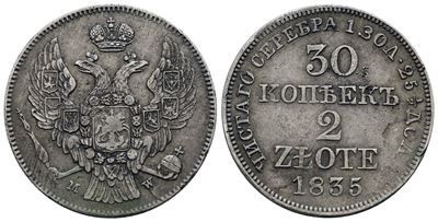 Nicola I, 2 Zlotych - 30 copechi 1835