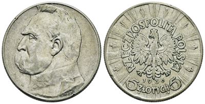 Polonia, 5 zlotych 1936, Ag, 11 gr, C 25, BB