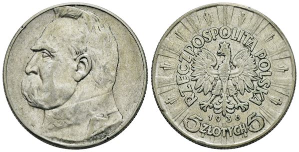 POLONIA. 5 zlotych 1936. Ag; 11gr; C 25; BB