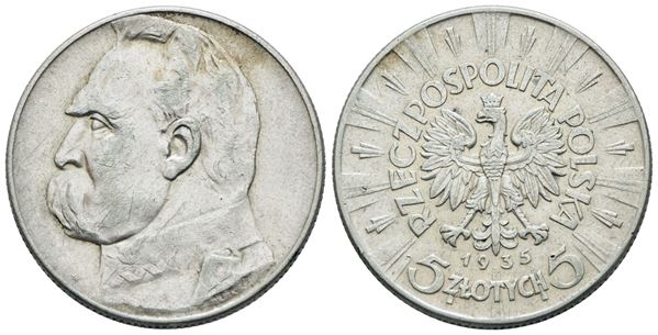 POLONIA. 5 zlotych 1935. Ag; 11gr; C 25; BB