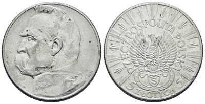 Polonia, 5 Zlotych 1934, Argento, 11 g, C 25