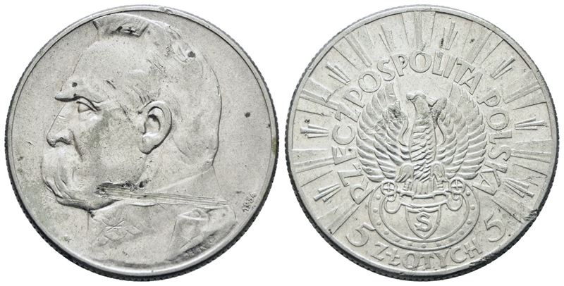 Polonia, 5 Zlotych 1934, Argento, 11 g, C 25