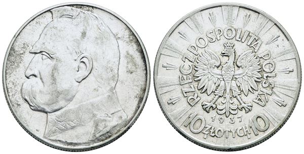 POLONIA. 10 zlotych 1937. Ag; 22gr; C 29; BB/SPL