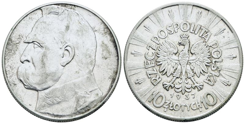 Polonia, Moneta da 10 zlotych, 1937, Argento, 22gr