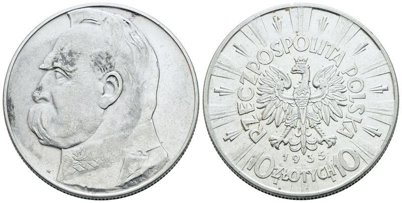 Polonia, 10 Zlotych 1935, Argento, 22g, C 29, BB/SPL