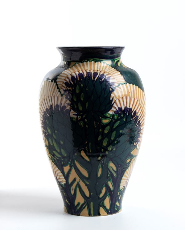 Large vase with floral decoration