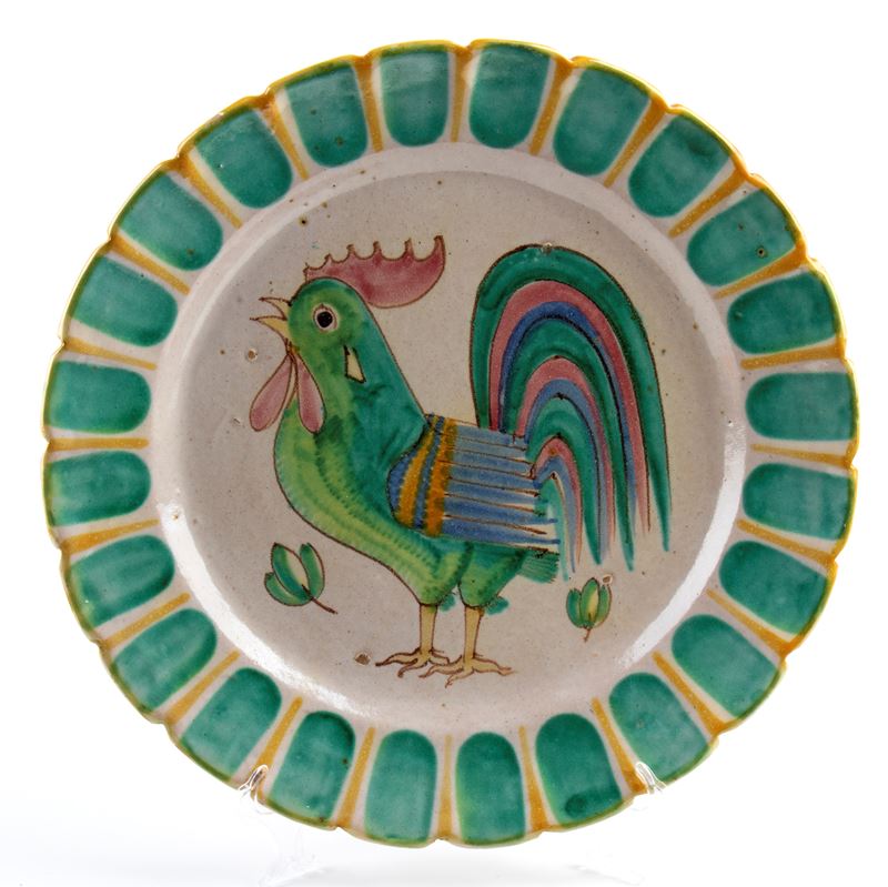 Piatto con decorazione di galletto
