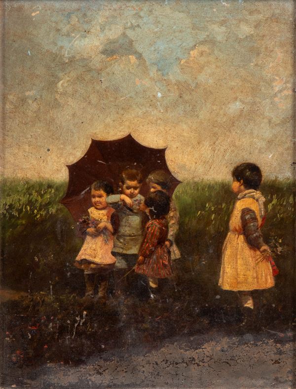 ANONIMO - Children playing with umbrella