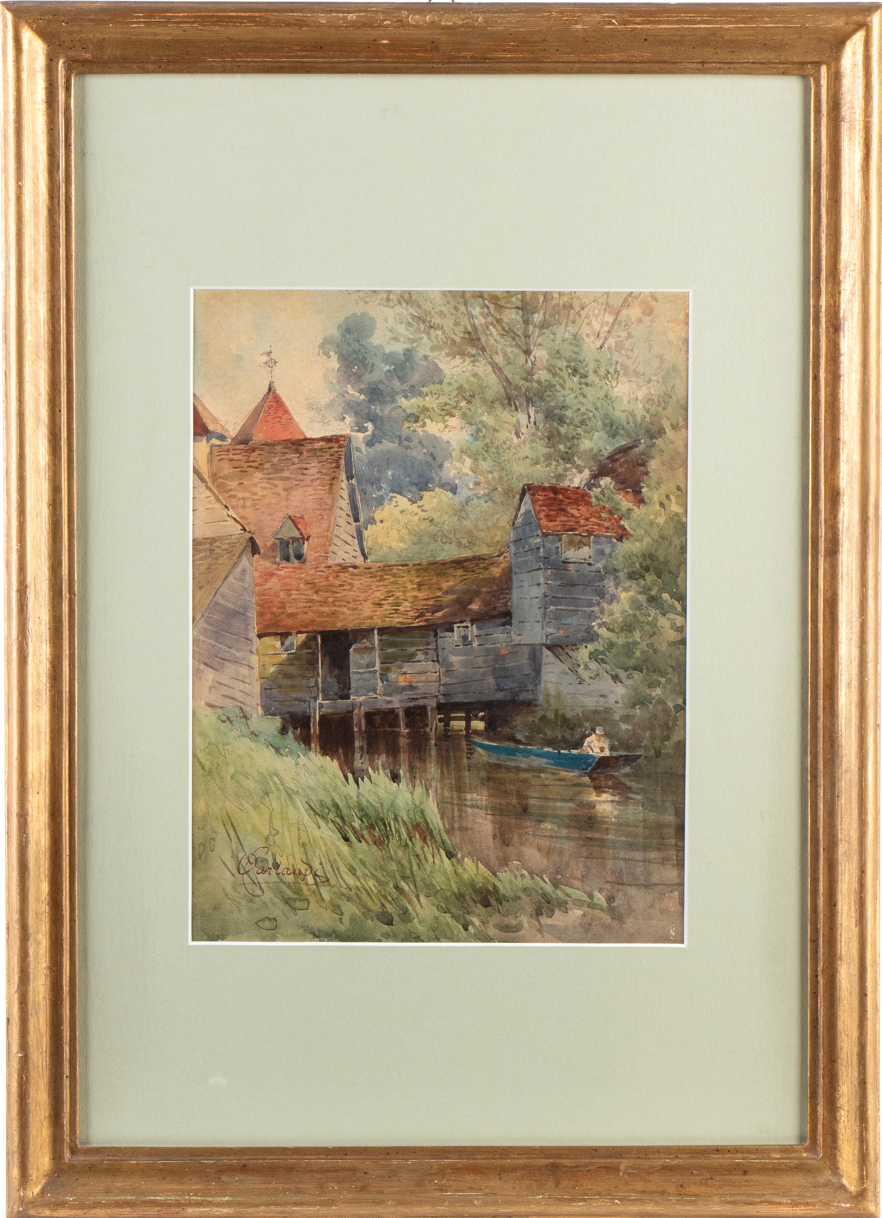 Paesaggio fluviale con casali inglesi