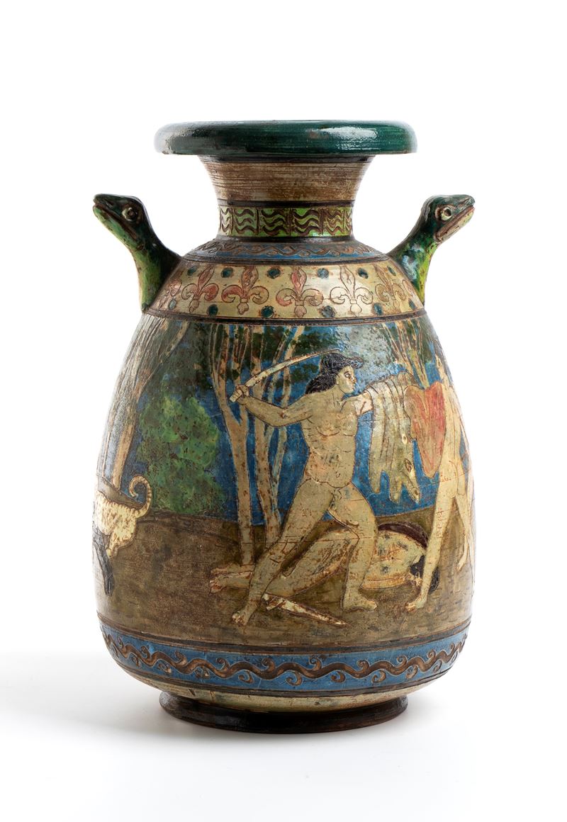 Vaso con scena mitologica della caccia al cinghiale Calidonio