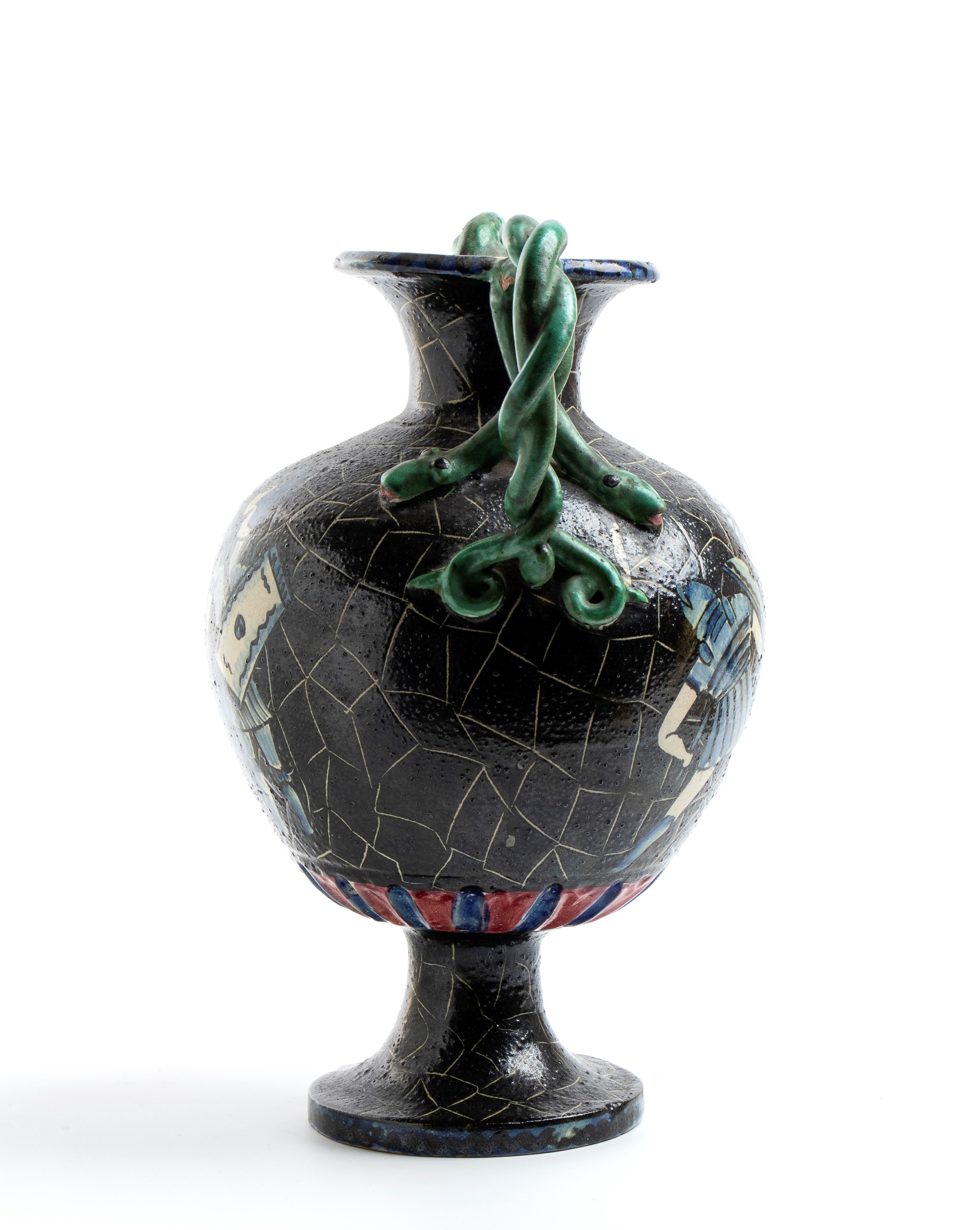 Vaso biansato con guerrieri