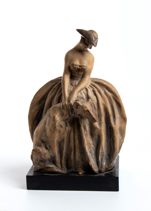 GUIDO CACCIAPUOTI - Nobildonna con levriero