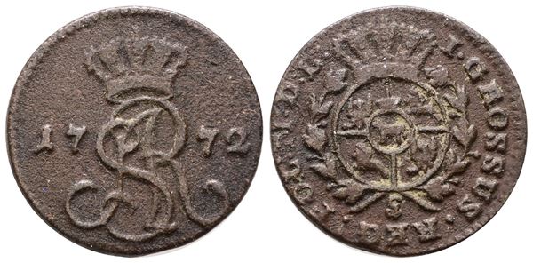POLONIA. Stanislao II Augusto (1764-1795). 1 grosz 1772. Cu; 4gr; BB