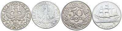 Polonia, Lotto di due monete: 2 Zlotych 1936 e 50 Groszy 1923