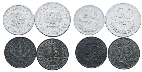 POLONIA. Lotto di 4 monete da 50 e 20 grosky. C. Date e conservazioni varie.