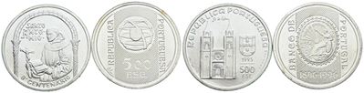 Portogallo, Lotto di 2 monete da 500 escudos del 1995 e 1996
