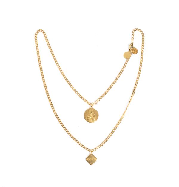 Gold necklace with pendants