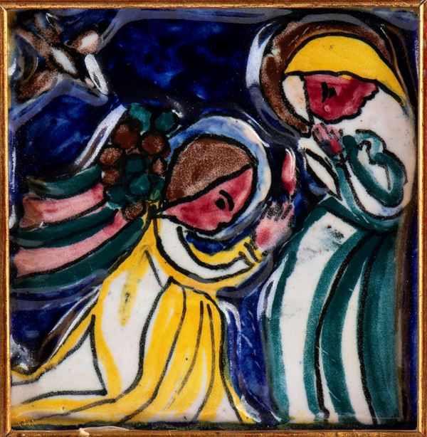 GUNTHER STUDEMANN - Mattonella con Annunciazione