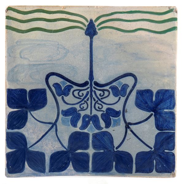 GALILEO CHINI - Mattonella a decoro blu