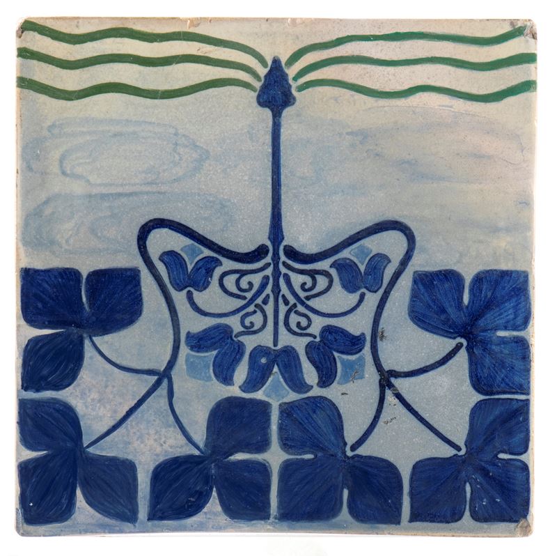 Mattonella a decoro blu