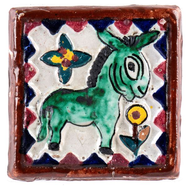 GUNTHER STUDEMANN - Piccola mattonella con decorazione di asinello