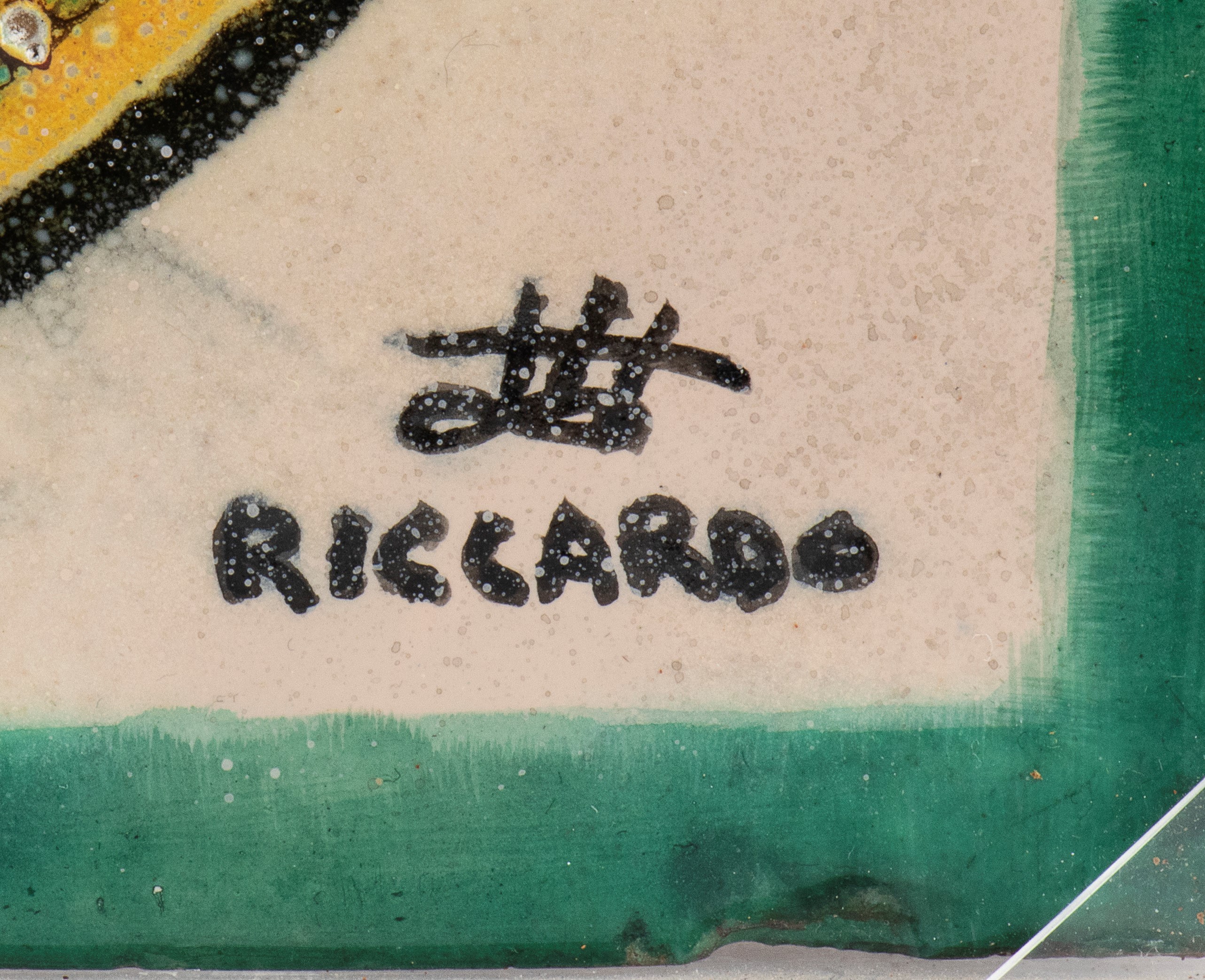 Grande maiolica composta da sei mattonelle con decorazione di carro festoso