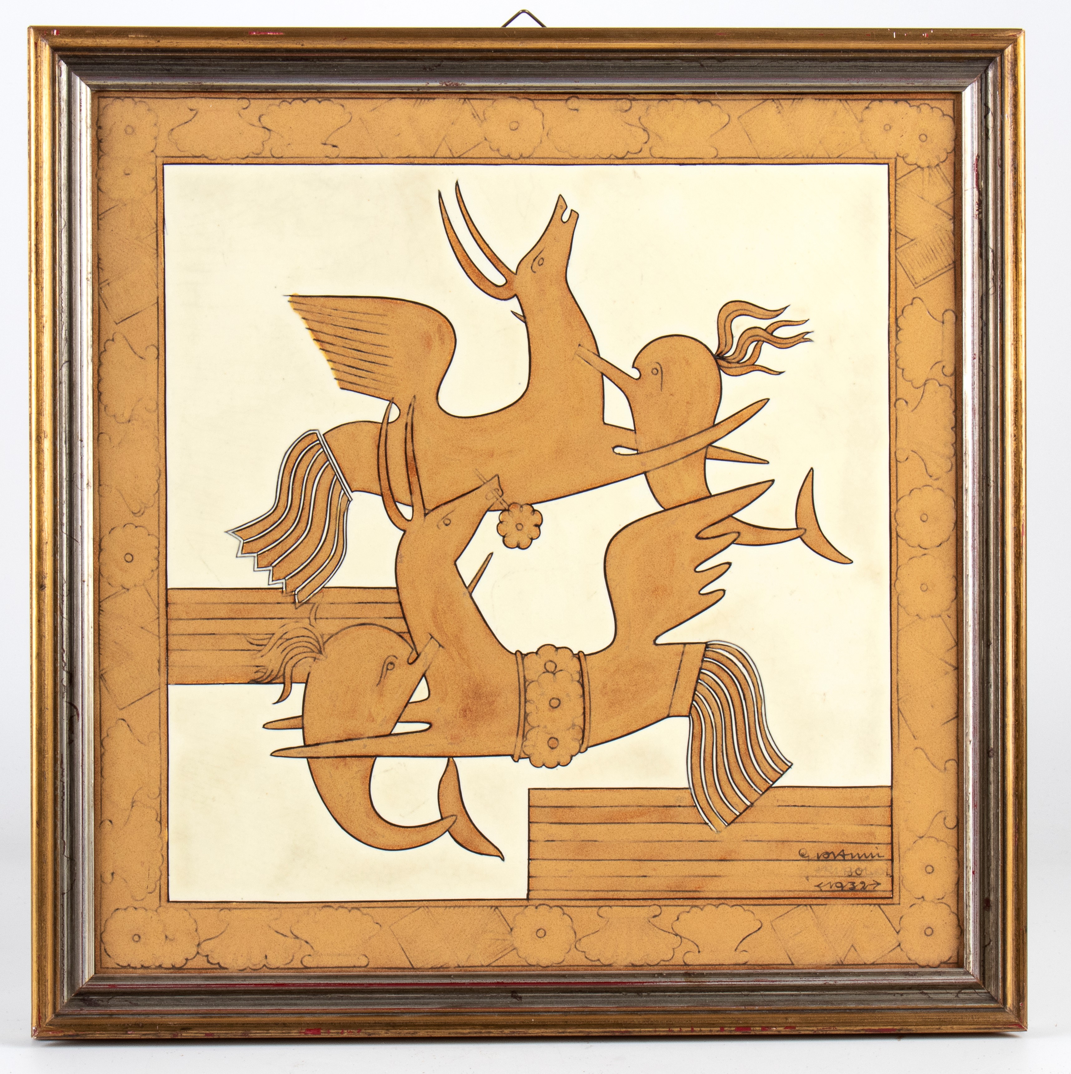 Mattonella con decoro di animali fantastici