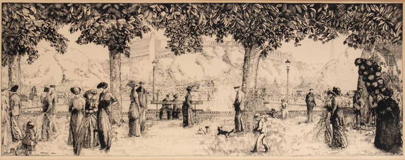 Jean-emile Laboureur - Les Champs-Elysées, acquaforte