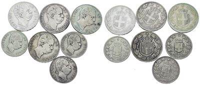 Umberto I, Lotto di 4 monete in argento da 2 e 1 lira, Regno d'Italia (1878-1900)