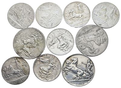 Vittorio Emanuele III, Lotto di 10 monete in argento (1900-1943)