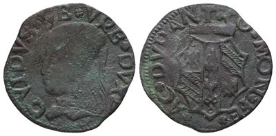Casteldurante, Quattrino di Guidubaldo I (1482-1508), Cu, 1,2 gr, Cavicchi 15