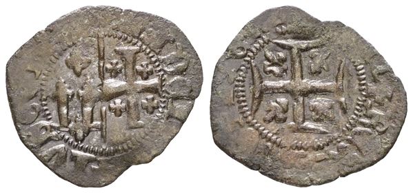 NAPOLI. REGNO DI NAPOLI. Giovanna e Ludovico d'Angiò (1347-1362). Denaro. Mi; 0,67gr; MIR 36; BB