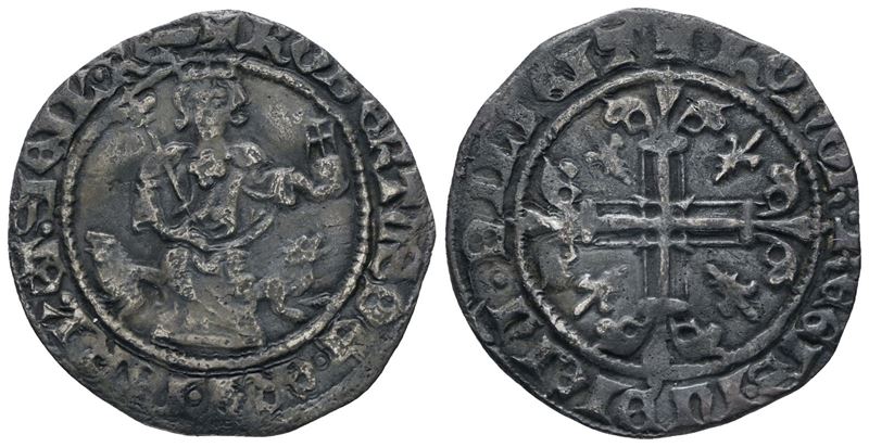 Roberto d'Angiò, Gigliato del Regno di Napoli (1309-1343), Argento, 3,73 gr, Q.BB