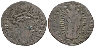 Gregorio XV, Quattrino (1621-1623), 3.3 gr, Mi; 3.3gr; Munt.28, MB/BB