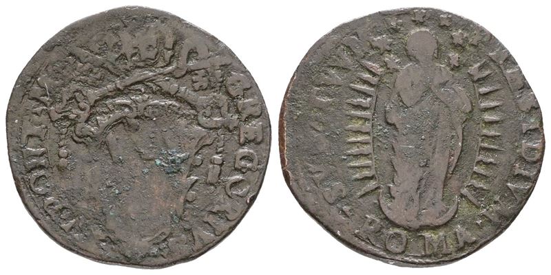Gregorio XV, Quattrino (1621-1623), 3.3 gr, Mi; 3.3gr; Munt.28, MB/BB