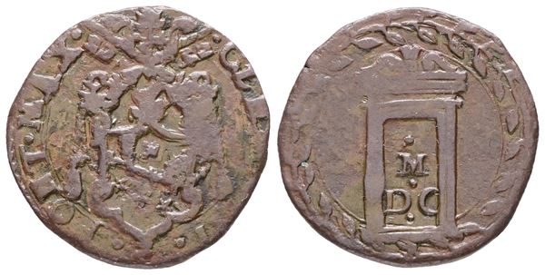 STATO PONTIFICIO. ROMA. Clemente VIII (1592-1605). Quattrino 1600 "giubileo". Cu; 3.3gr; Munt.28; MB/BB