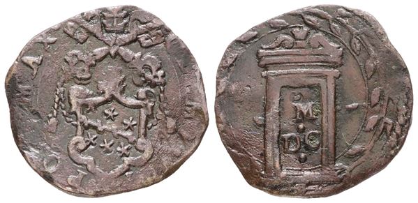 STATO PONTIFICIO. ROMA. Clemente VIII (1592-1605). Quattrino 1600 "giubileo". Cu; 2.6gr; MIR 1457/2; BB